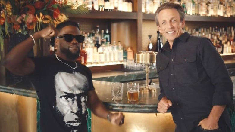 Watch Kevin Hart and Seth Meyers Go Day Drinking